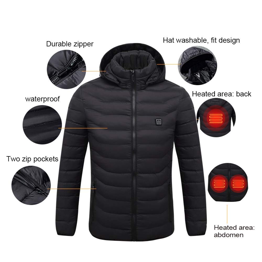 Heated Vest Jacket Washable Usb Charging Hooded