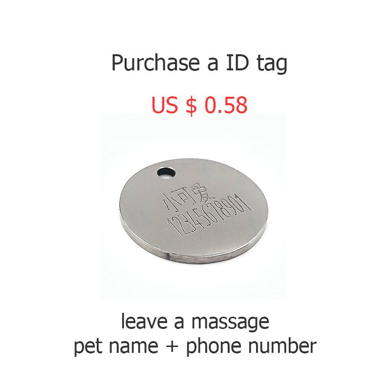 Dog Puppy Cat Collar with Bell Adjustable ID Tag Name