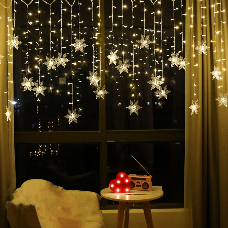 Christmas snowflakes LED String lights Flashing Lights Curtain Light