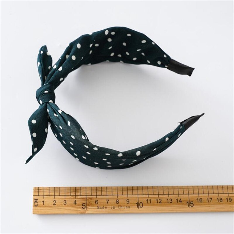 Vintage Dot Print Hair Band Rabbit Ear Knotted