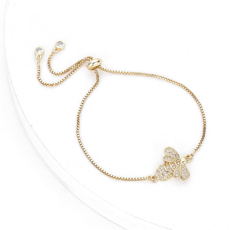 Cute Cubic Zirconia Bee Charm Bracelets