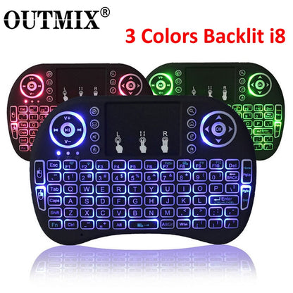 3 Colors Backlit i8 Mini Wireless Keyboard