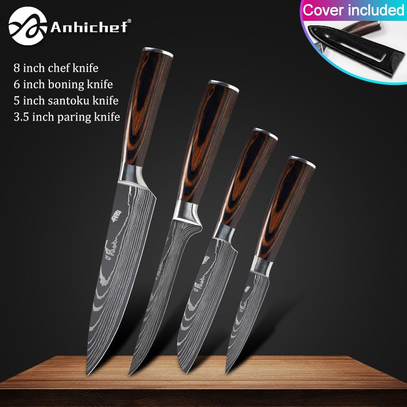 Kitchen Knives Stainless Steel Laser Damascus Knife