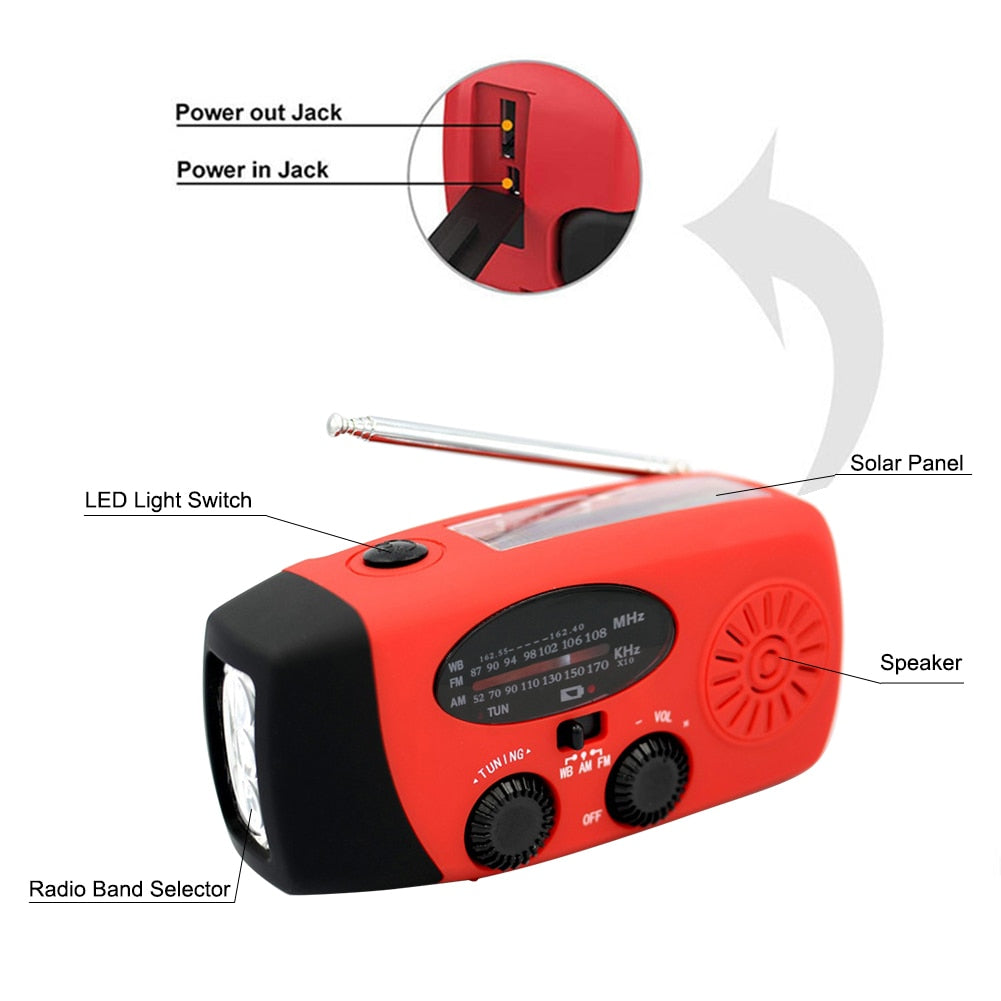 Multifunctional Hand Radio Solar Crank Dynamo