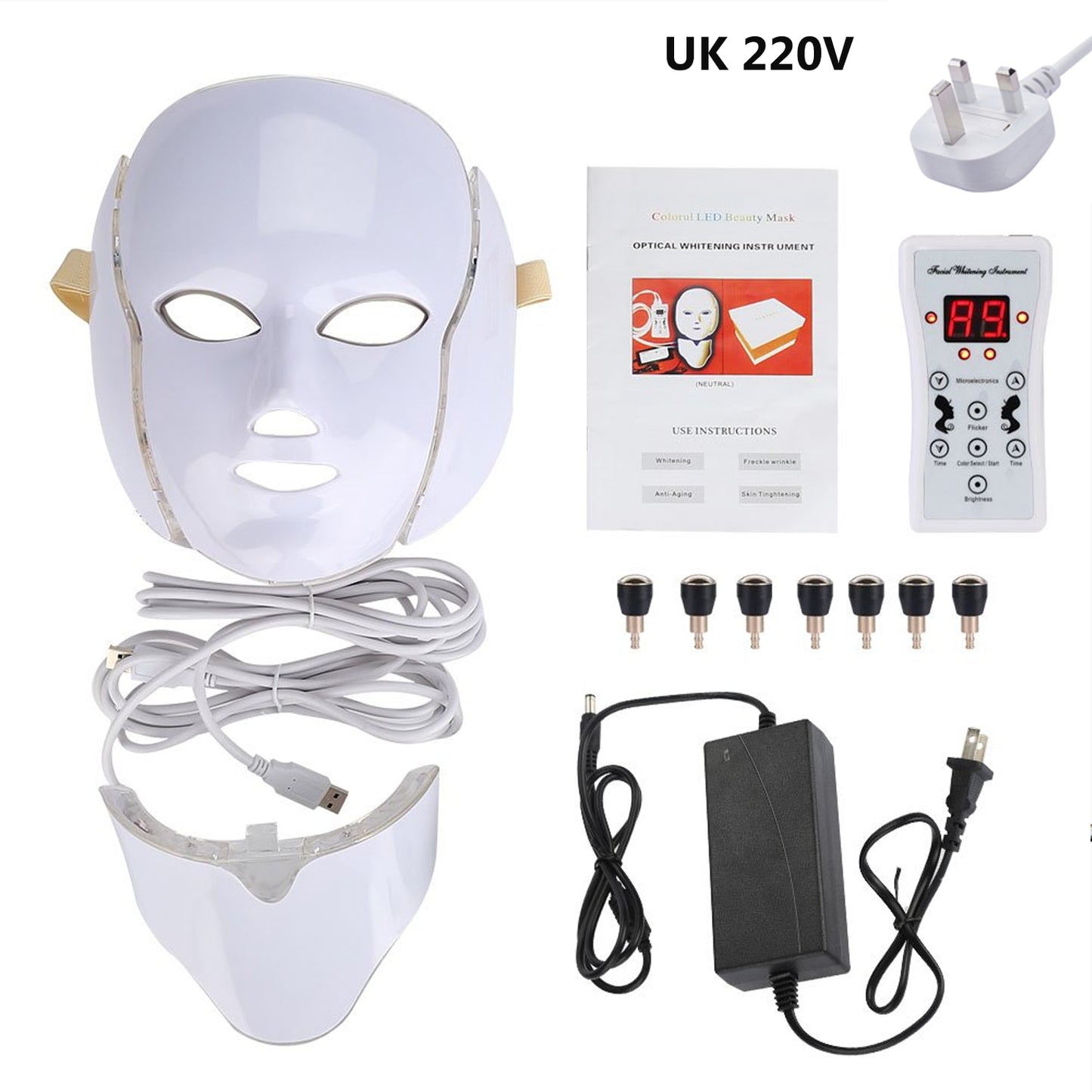 Beauty 7 Colors Light LED Facial Mask with Neck Face Care Treatment