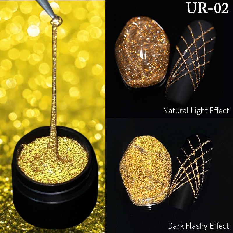 Beauty Reflective Glitter  Silver Gold Line For Nails Art