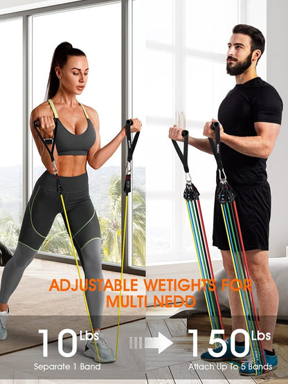 Resistance Bands Set Exercise Bands with Door Anchor Legs Ankle Straps