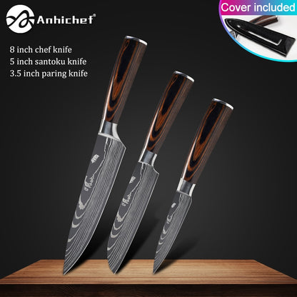 Kitchen Knives Stainless Steel Laser Damascus Knife