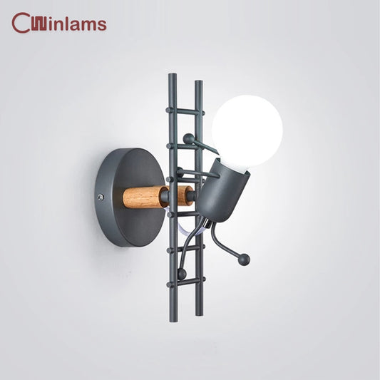 American LED wall light industrial style iron art villain stairs