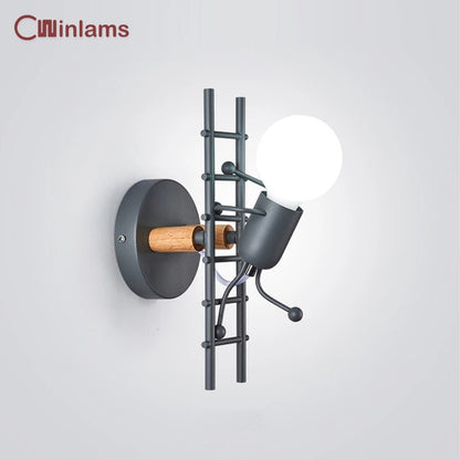 American LED wall light industrial style iron art villain stairs