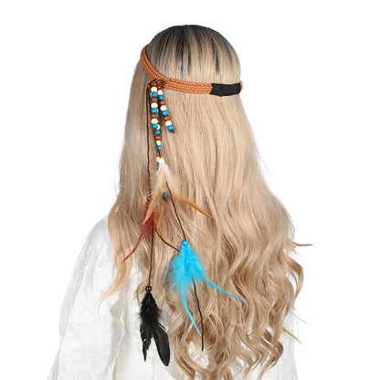 Boho Feather Headband for Woman Festival Hair Accessories