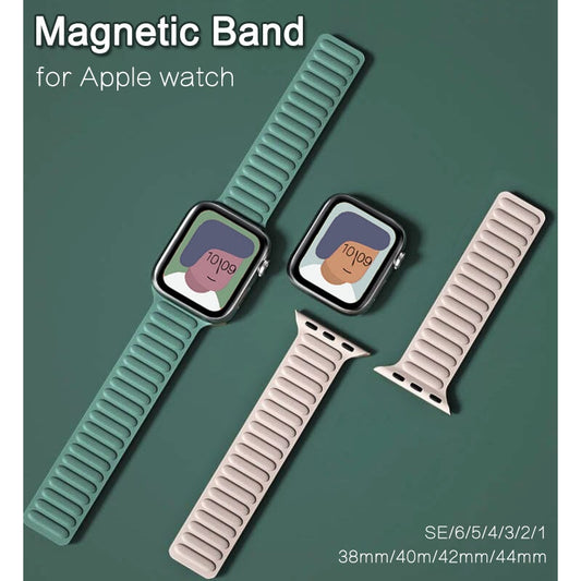 Silicone link loop Magnetic strap For apple watch band