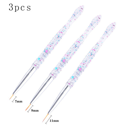 Beauty 3 pieces Acrylic French Stripe Nail Art Liner Brush Set