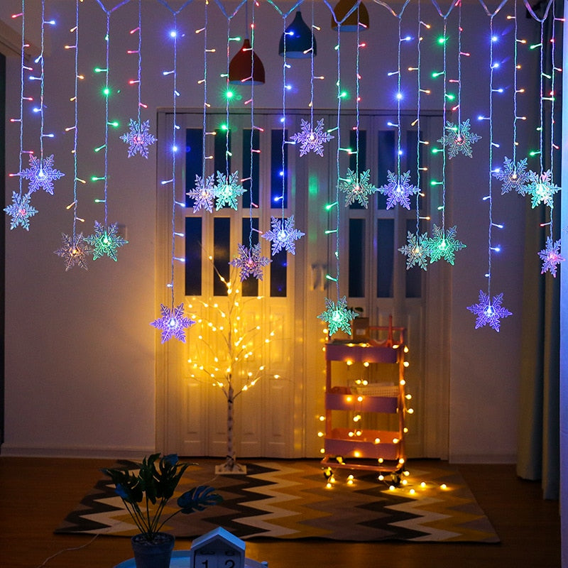 Christmas snowflakes LED String lights Flashing Lights Curtain Light