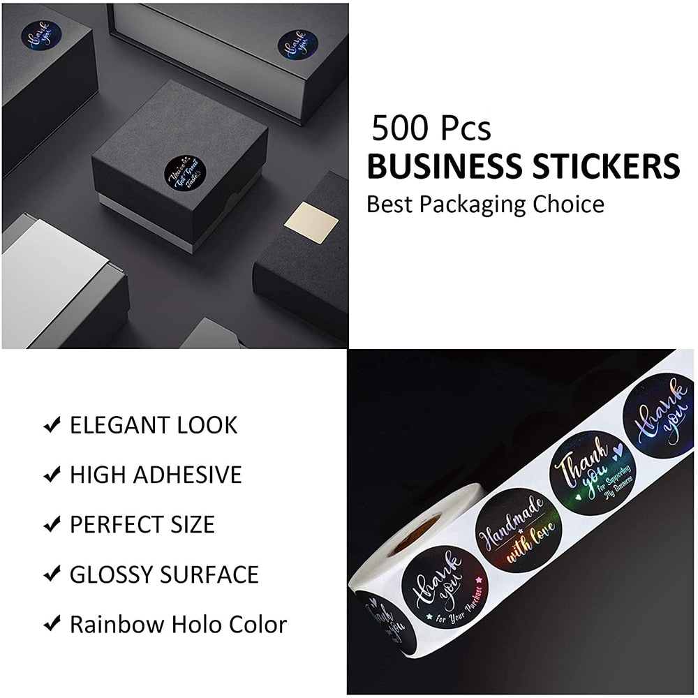 Stickers Holographic Silver Adhesive Labels for Bags Boxes
