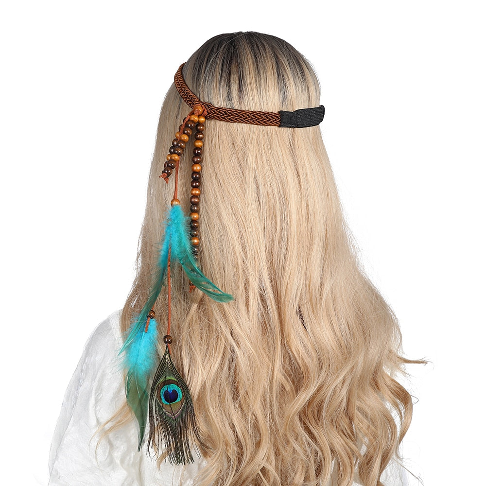 Boho Feather Headband for Woman Festival Hair Accessories