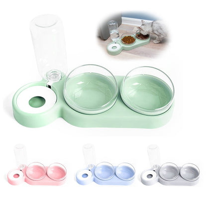 2-in-1 Pet Feeder Cats Dogs Food Bowl Water Bowls