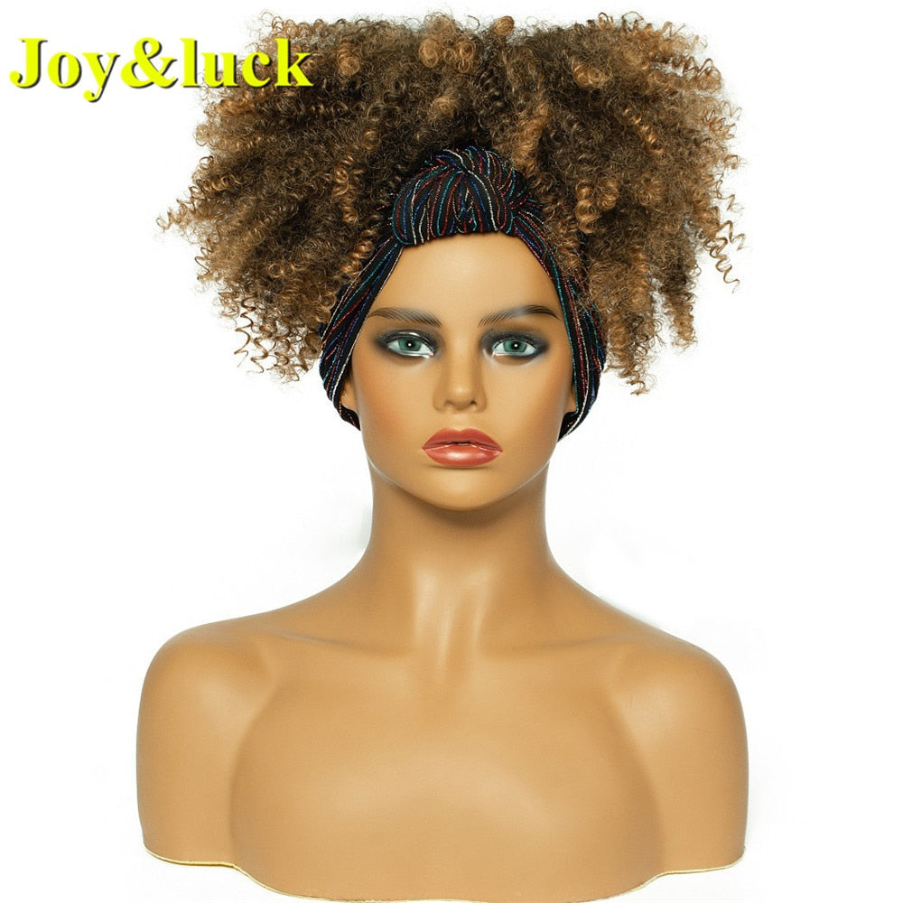 Beauty Synthetic  Headband Wig African Women Turban Wig