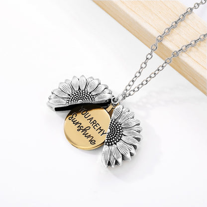 You Are My Sunshine Open Locket Sunflower Necklace