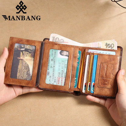 HOT Genuine Leather Men Wallet Small Mini Card Holder