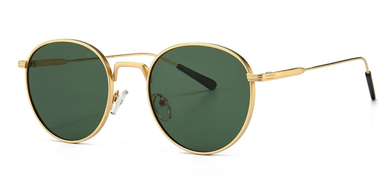 Men's round sunglasses retro metal gold black brown classic sun glasses