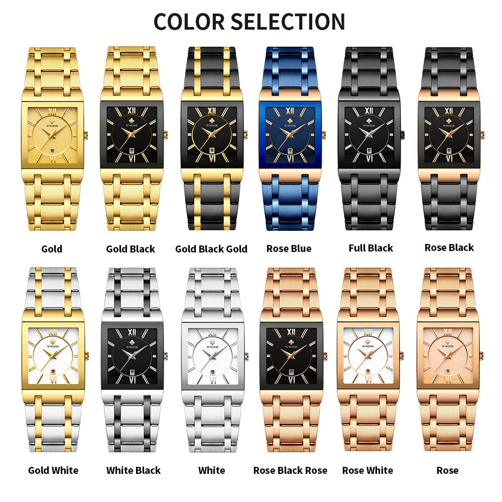 Gold Watch Men Square Mens Watches