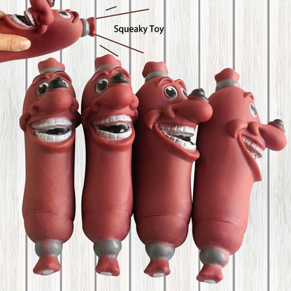 Interactive Squeaky Pet Toys Teeth Cleaning Funny Brown Chew Toy