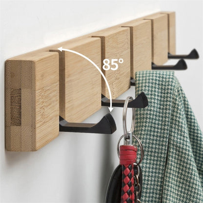 Foldable Coat Rack Bamboo Hallway Hat Hook Hanger