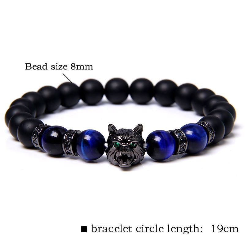 8mm Natural Stone Beads Wolf Bracelet Beaded Braclets