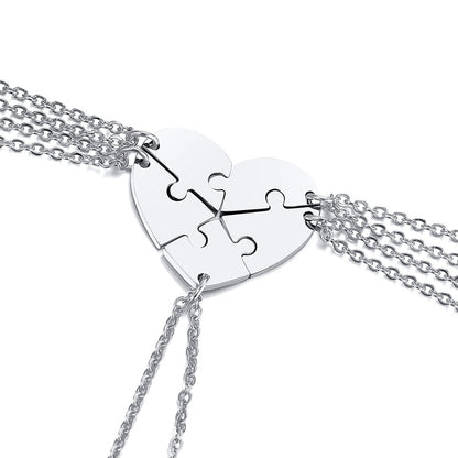Engrave Stainless Steel Heart Puzzle Pendant