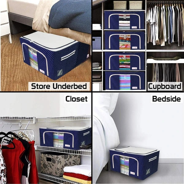 Fabric Foldable Storage Box With Steel Frame