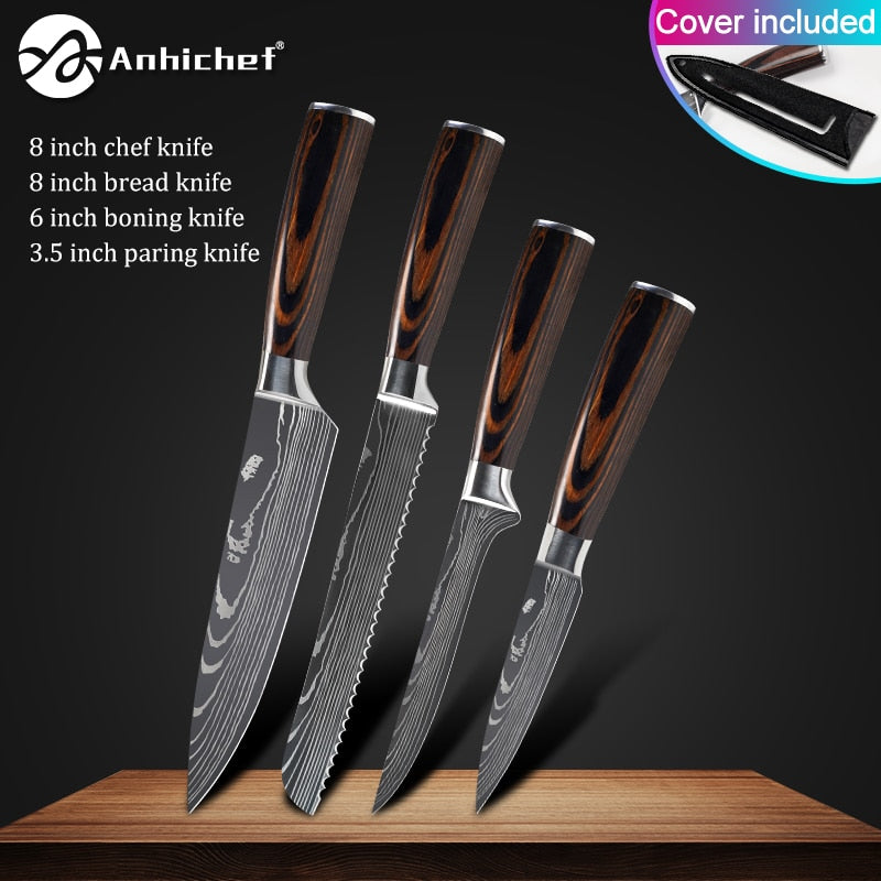 Kitchen Knives Stainless Steel Laser Damascus Knife