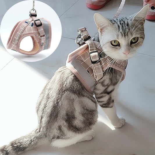 Fashion Plaid Cat Harnesses for Cats Summer Mesh Pet Harness