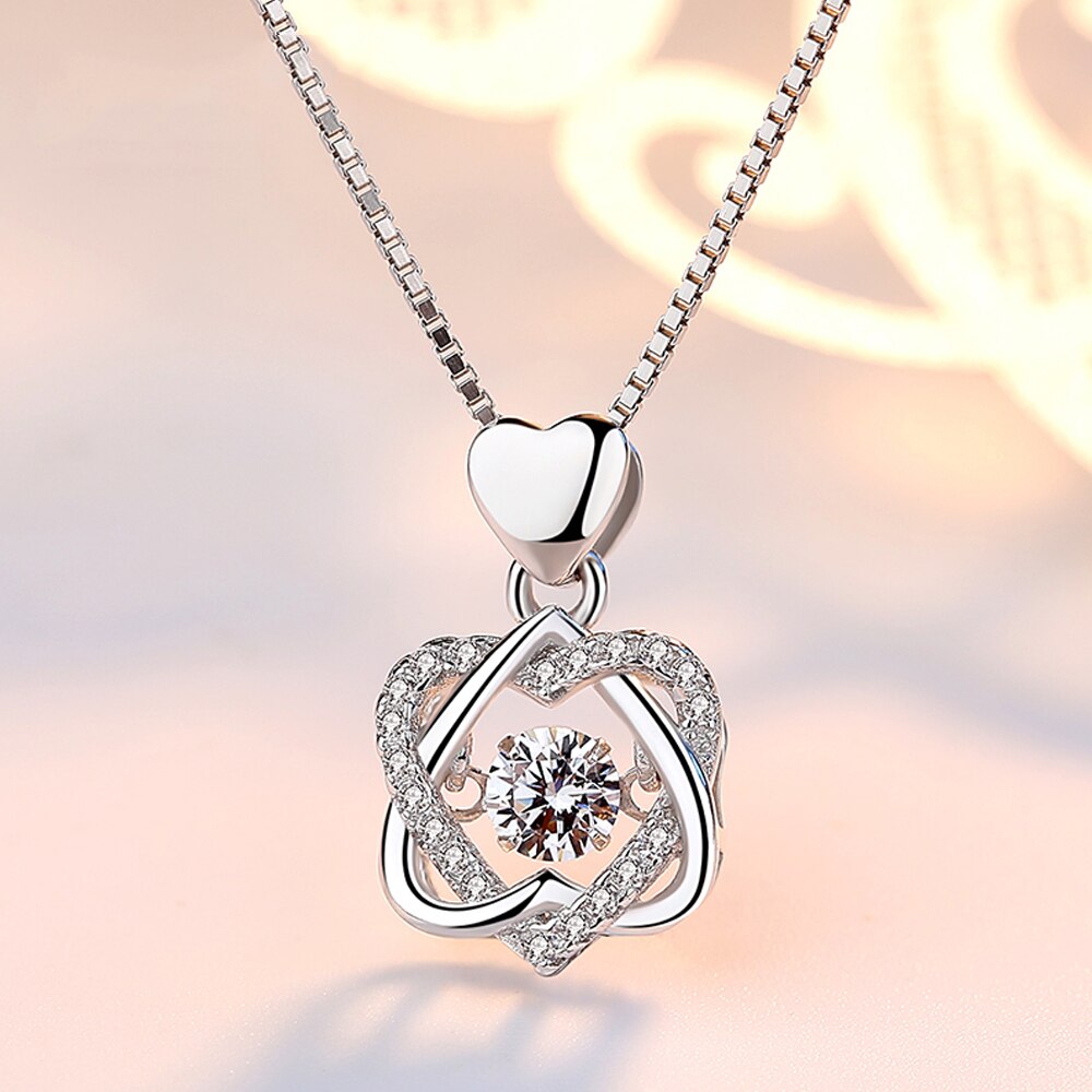 New Cubic Zircon Round Beating Heart CZ Star Necklaces