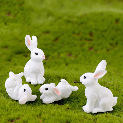 Cute Resin Bunny Ornament Home Miniature Landscape