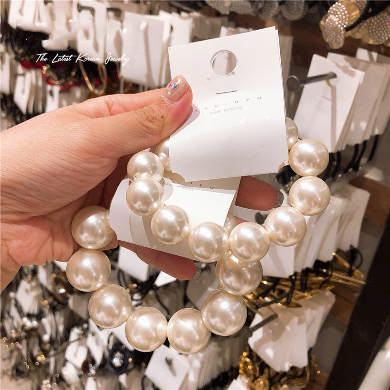 Woman Big Pearl Hair Ties Fashion Korean Style
