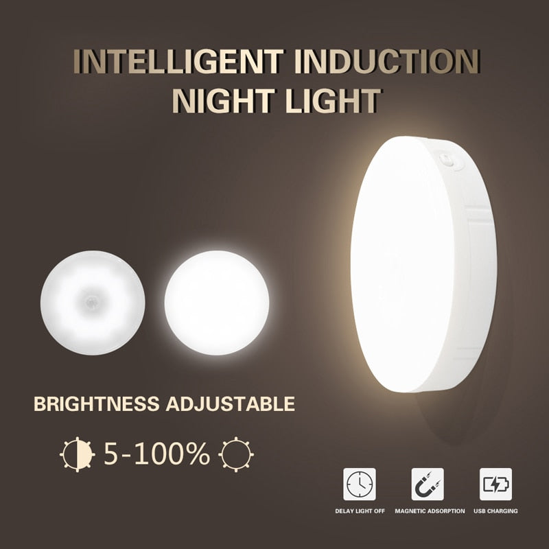 PIR Motion Sensor LED Night Light USB Dimmable Night Lamp
