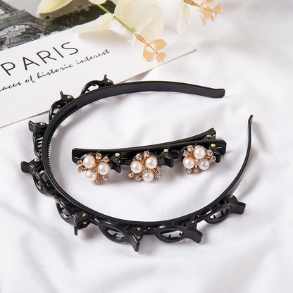 Double Layer Bands Clip Hairbands Plastic Braided