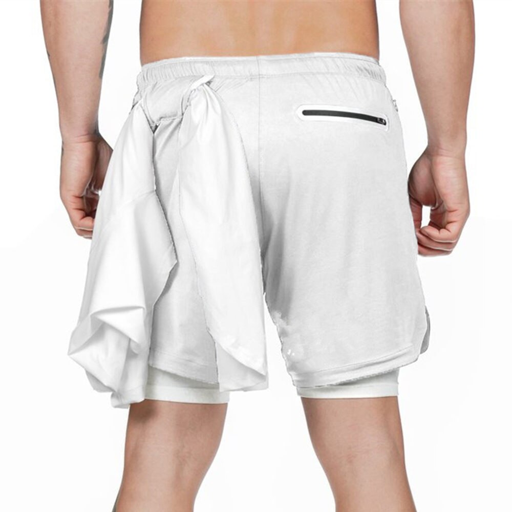 Men 2 in 1 Running Shorts Jogging  Dry Beach Short