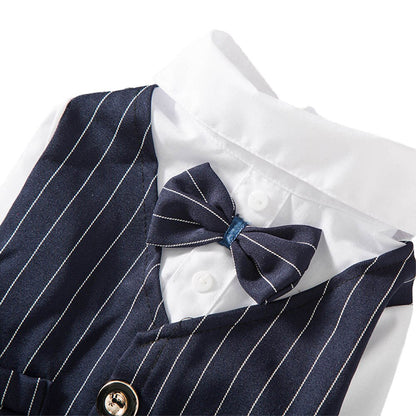 Gentleman Dog Clothes Wedding Suit Formal Shirt Bowtie Tuxedo