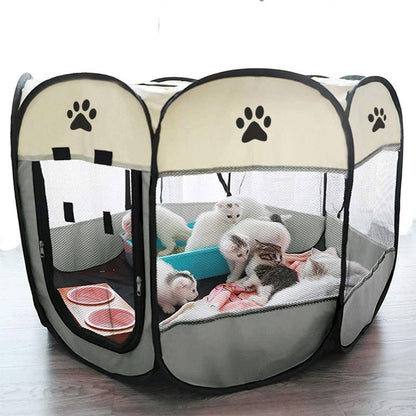 Portable Folding Pet Tent Dog House Octagonal Cage
