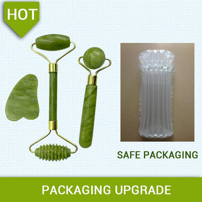 Beauty 3pieces Set Jade Roller Massager Gua Sha Jade Stone