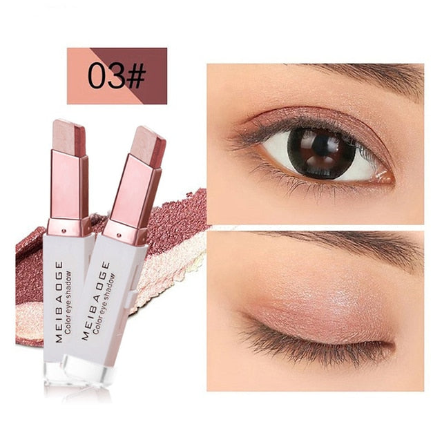 Beauty Double Color Glitter Eye shadow Stick Matte Eyeshadow Makeup