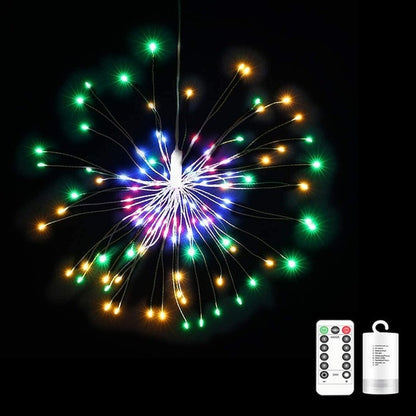 LED Hanging Starburst String Light Firework Copper Fairy Garland