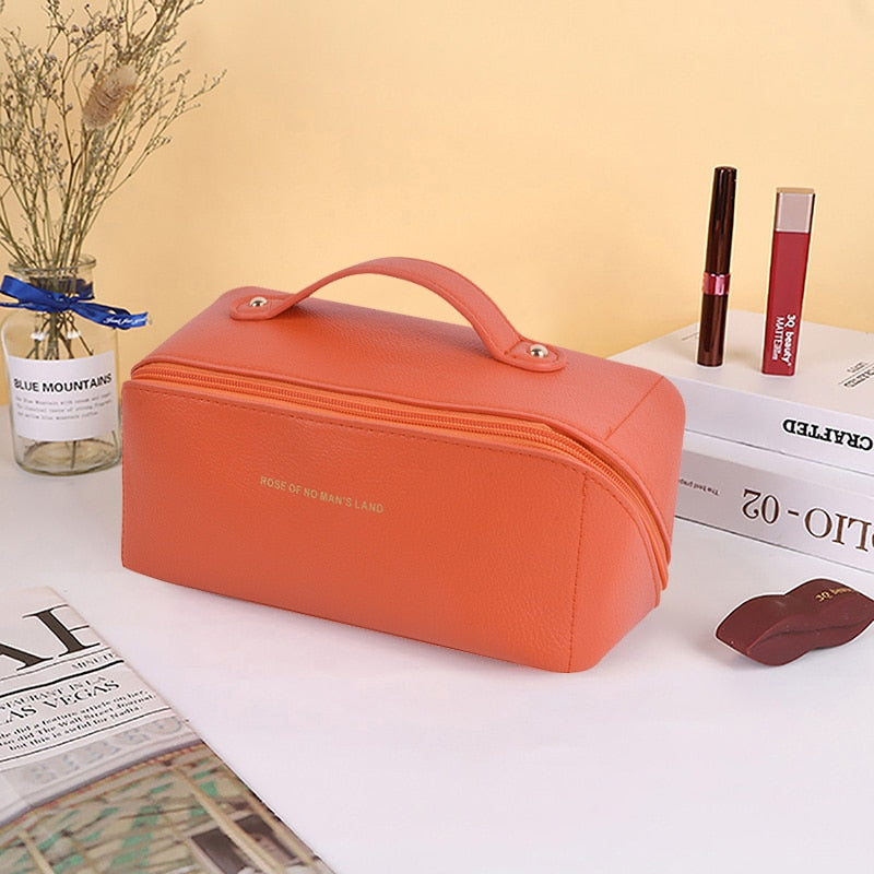 Large-Capacity Makeup Leather Cosmetic Bag