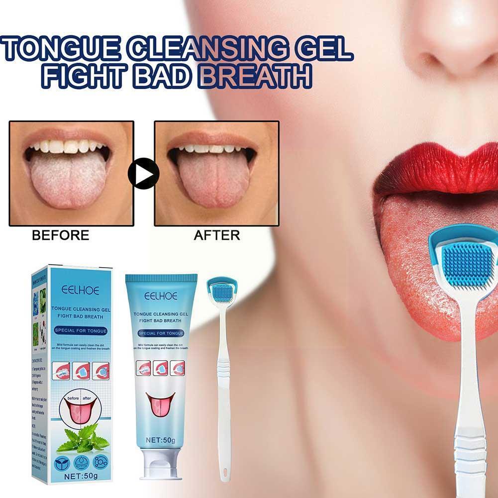 50g Tongue Cleansing Gel Silicone Tongue Scraper Health Product