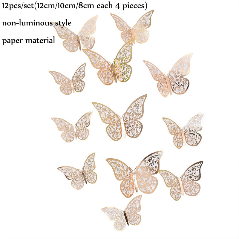 Luminous Butterfly 3D Wall Sticker Colorful Glowing Stickers