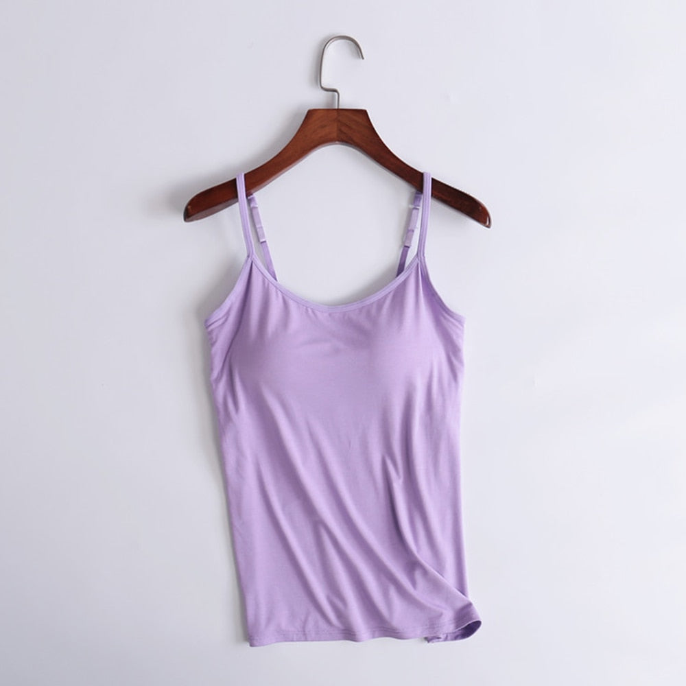 Women's Camisole Tops with Built in Bra Neck Vest