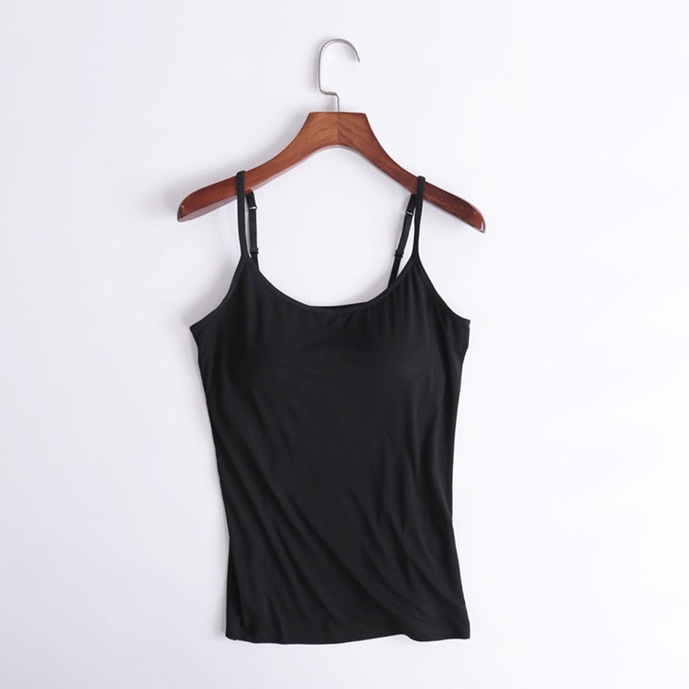 Women's Camisole Tops with Built in Bra Neck Vest