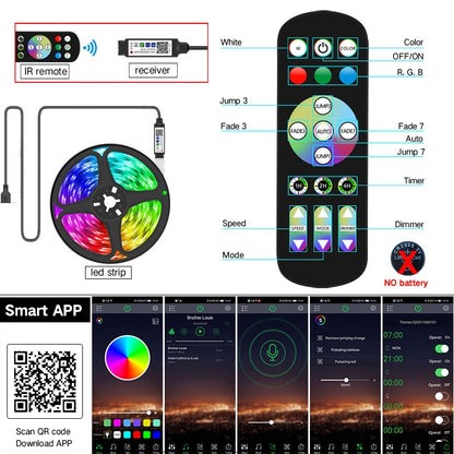 LED Strip Lights Bluetooth USB SMD 5V RGB LED Lamp